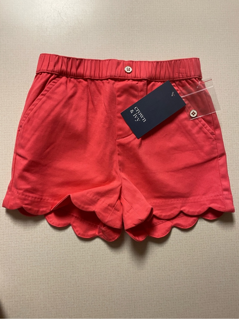 crown & ivy Coral Scalloped Trim Shorts